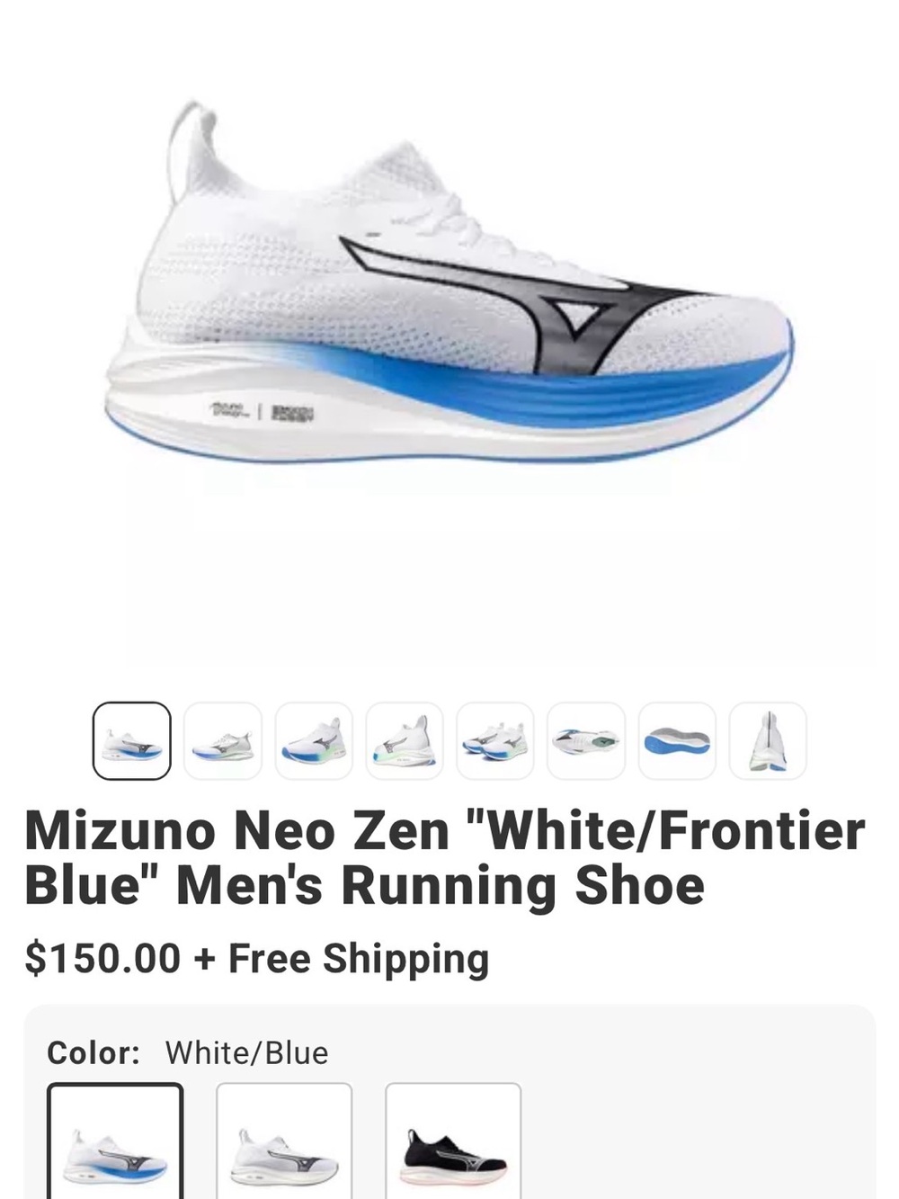 Mizuno Neo Zen Men's Running Shoe - White/Blue